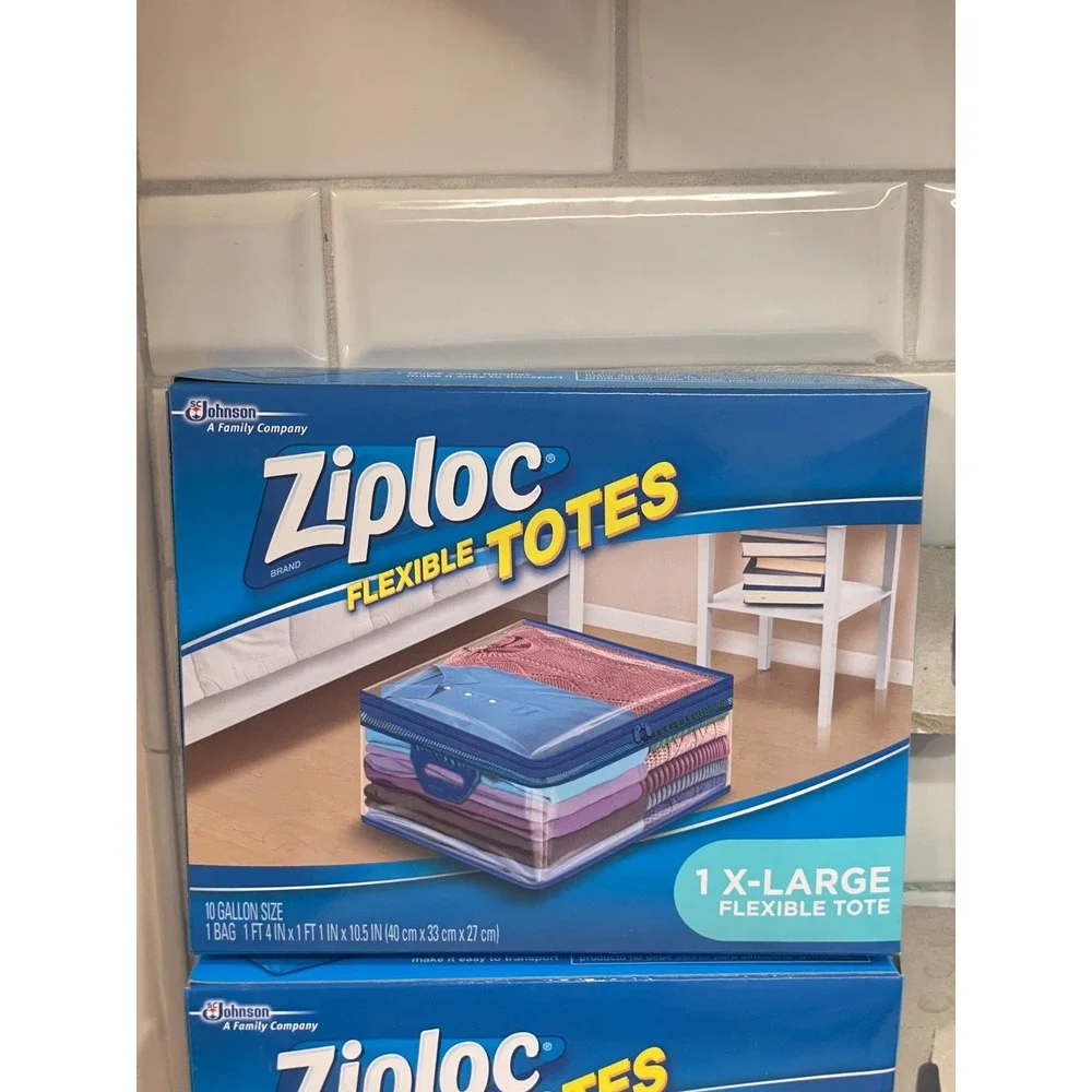 Ziploc‎ Flexible Totes X-Large XL Clear 10 Gallon Zipper Lot of 2 Open Box New